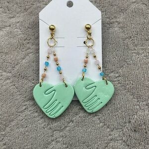 heart hand shaped earrings with 24k gold plated post